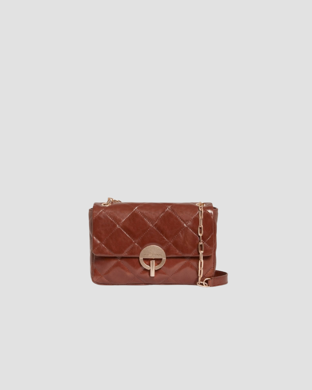 sac en cuir femme, bandouliere en chaine dorée, marque vanessa bruno, modele moon l