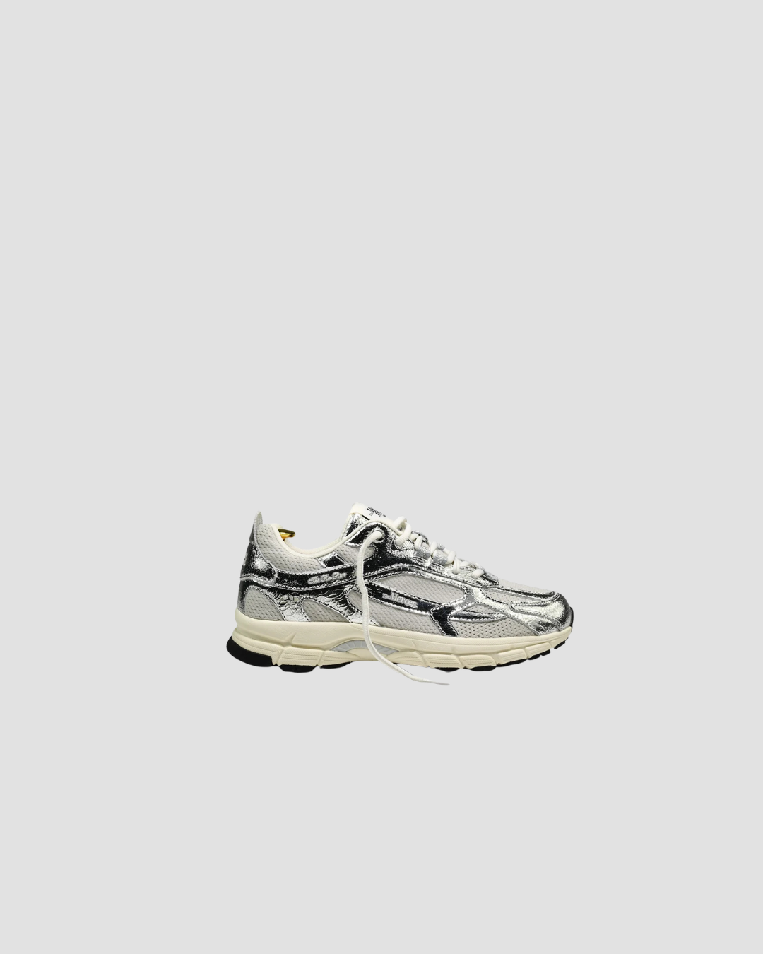 baskets re run cracked Mercer femme
vue de profil 
modele argenté 