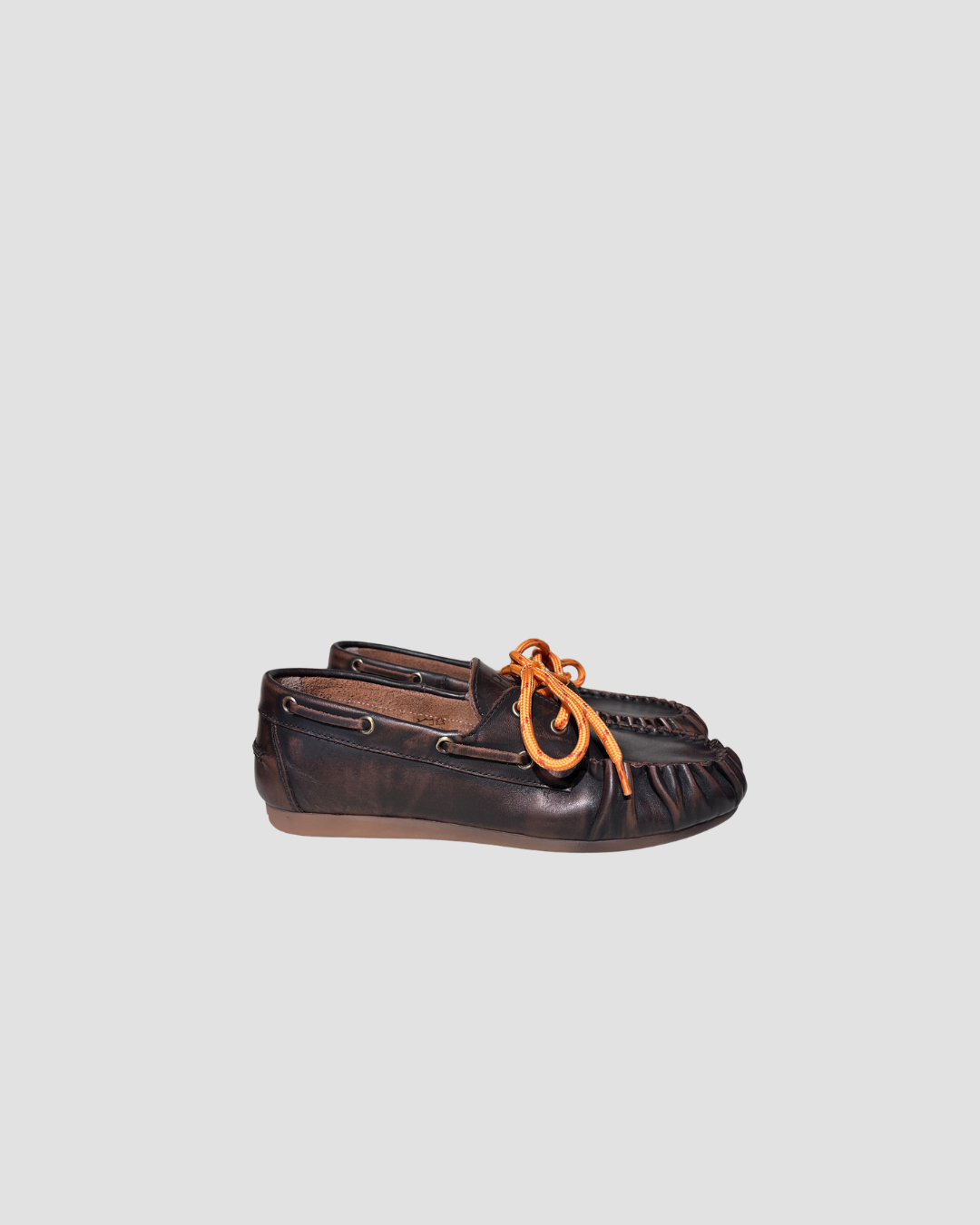 mocassins en cuir femme, marque posa, modele wrinkle, coloris marron