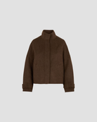 blouson en laine femme, marque hardford, modele volto , coloris brun , col montant 